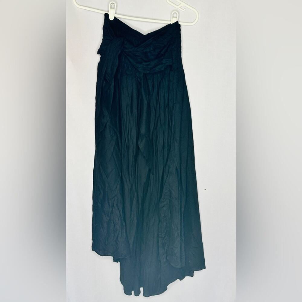Bangkok Thai Wrap Skirt Black – Tie Waist Flowing Lounge Pants One Size Plus - Picture 6 of 6